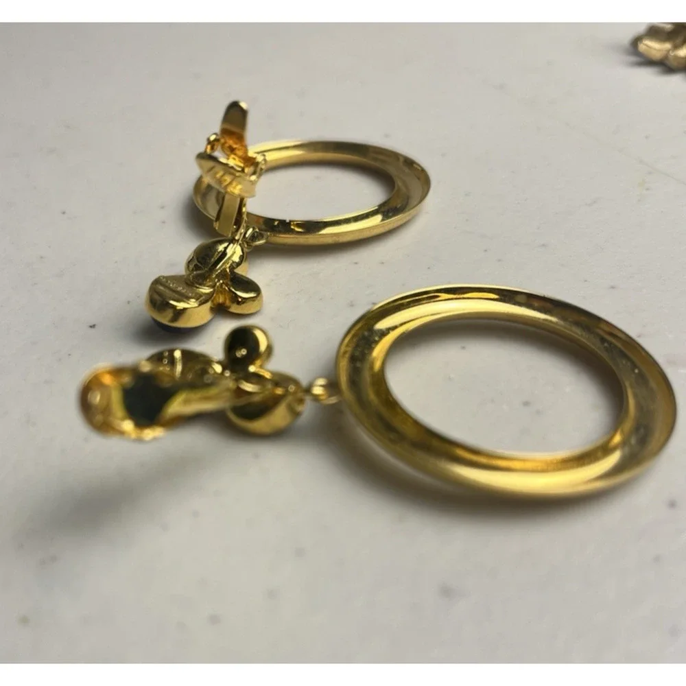 Trifari Clip On Earrings Lot Jelly Cabochon Door Knockers Starburst Gold Tone